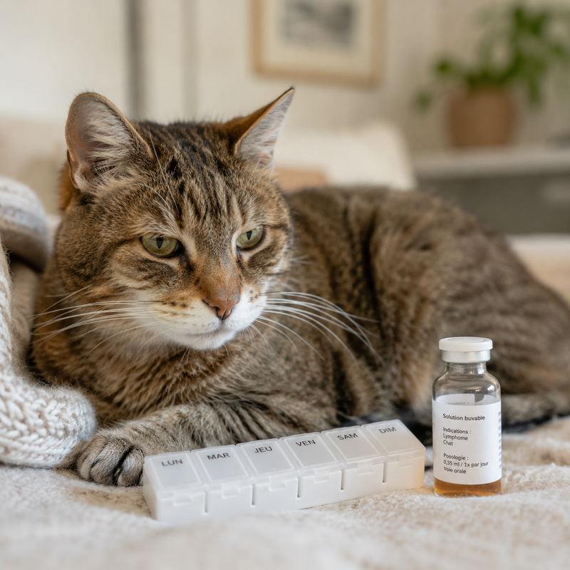 Chat sous traitement vétérinaire